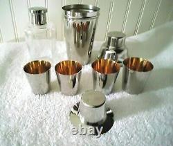 Vintage 1920's German Silver Plate Cocktail Shaker 10 Piece Set Extremely Rare