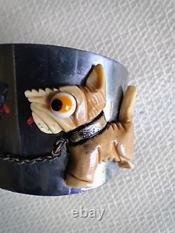 Vintage 1930's Flamand Scottie Dog Cuff Bracelet Great Condition