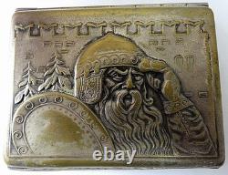 Vintage 1930s Soviet-era Brass Silver Plated Cigarette Case BOGATYR Original