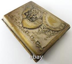 Vintage 1930s Soviet-era Brass Silver Plated Cigarette Case BOGATYR Original