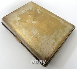 Vintage 1930s Soviet-era Brass Silver Plated Cigarette Case BOGATYR Original