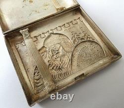 Vintage 1930s Soviet-era Brass Silver Plated Cigarette Case BOGATYR Original