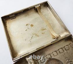 Vintage 1930s Soviet-era Brass Silver Plated Cigarette Case BOGATYR Original