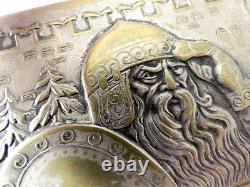 Vintage 1930s Soviet-era Brass Silver Plated Cigarette Case BOGATYR Original