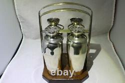 Vintage 1934 Napier cocktail shaker set of 4 with wooden Napier holder Art Deco