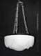 Vintage 1940s art deco ergonomic rose style Opaline glass pedant light