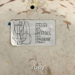 Vintage 1960s Plate by M. Pinton Silvered Copper Italy