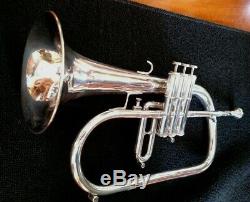 Vintage 1977 Silver Plated Getzen Eterna Flugelhorn with Original Case and Mpc