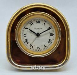 Vintage 1980s Cartier Paris Swiss made gold plated enamel alarm clock