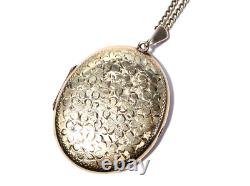 Vintage 22ct Gold Plated Sterling Silver Locket Pendant Necklace Engraved #KF Vintage 22ct Gold Plated Sterling Silver Locket Pendant Necklace Engraved #KF