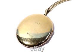 Vintage 22ct Gold Plated Sterling Silver Locket Pendant Necklace Engraved #KF