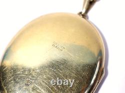 Vintage 22ct Gold Plated Sterling Silver Locket Pendant Necklace Engraved #KF