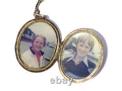Vintage 22ct Gold Plated Sterling Silver Locket Pendant Necklace Engraved #KF
