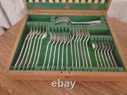 Vintage 38 Pc Silver Plate Faux Bone Cutlery Canteen Set Atkin Bros Sheffield