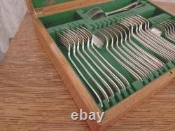 Vintage 38 Pc Silver Plate Faux Bone Cutlery Canteen Set Atkin Bros Sheffield