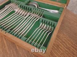 Vintage 38 Pc Silver Plate Faux Bone Cutlery Canteen Set Atkin Bros Sheffield