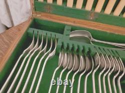 Vintage 38 Pc Silver Plate Faux Bone Cutlery Canteen Set Atkin Bros Sheffield