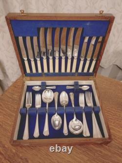 Vintage 42 Pc ART DECO Silver Plated CUTLERY CANTEEN Made in Sheffield 1930s