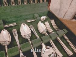 Vintage 44 Pc GRECIAN PATTERN Silver Plate CUTLERY CANTEEN Made in Sheffield