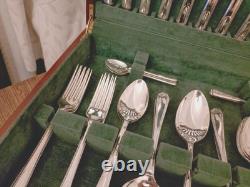 Vintage 44 Pc GRECIAN PATTERN Silver Plate CUTLERY CANTEEN Made in Sheffield