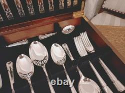 Vintage 44 Pc Silver Plate DU BARRY PATTERN Cutlery Canteen by Coopers Sheffield