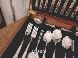 Vintage 44 Pc Silver Plate DU BARRY PATTERN Cutlery Canteen by Coopers Sheffield