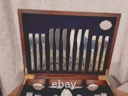 Vintage 44 Pc Silver Plate DU BARRY PATTERN Cutlery Canteen by Coopers Sheffield