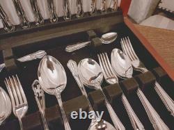 Vintage 44 Pc Silver Plate DU BARRY PATTERN Cutlery Set Roberts & Dore Sheffield