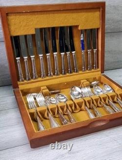 Vintage 44 Pc Silver Plate Du Barry Pattern CUTLERY CANTEEN Made in Sheffield