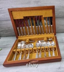 Vintage 44 Pc Silver Plate Du Barry Pattern CUTLERY CANTEEN Made in Sheffield