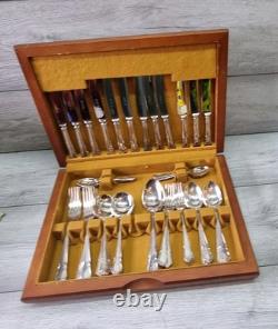 Vintage 44 Pc Silver Plate Du Barry Pattern CUTLERY CANTEEN Made in Sheffield