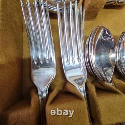 Vintage 44 Pc Silver Plate Du Barry Pattern CUTLERY CANTEEN Made in Sheffield