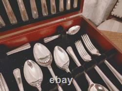 Vintage 44 Pc Silver Plate GRECIAN PATTERN Cutlery Canteen by Coopers Sheffield