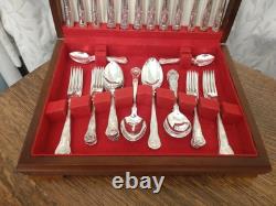 Vintage 44 Pc Silver Plate KINGS PATTERN Cutlery Canteen George Butler Sheffield