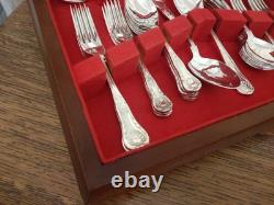 Vintage 44 Pc Silver Plate KINGS PATTERN Cutlery Canteen George Butler Sheffield