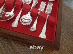 Vintage 44 Pc Silver Plate KINGS PATTERN Cutlery Canteen George Butler Sheffield