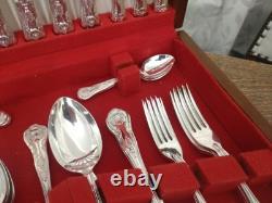 Vintage 44 Pc Silver Plate KINGS PATTERN Cutlery Canteen George Butler Sheffield