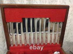 Vintage 44 Pc Silver Plate KINGS PATTERN Cutlery Canteen George Butler Sheffield