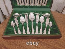 Vintage 44 Pc Silver Plate KINGS PATTERN Cutlery Canteen Set Made in Sheffield