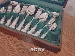 Vintage 44 Pc Silver Plate KINGS PATTERN Cutlery Canteen Set Made in Sheffield