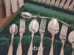 Vintage 44 Pc Silver Plate KINGS PATTERN Cutlery Canteen Set Made in Sheffield