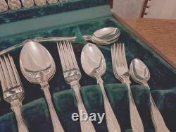 Vintage 44 Pc Silver Plate KINGS PATTERN Cutlery Canteen Set Made in Sheffield Vintage 44 Pc Silver Plate KINGS PATTERN Cutlery Canteen Set Made in Sheffield