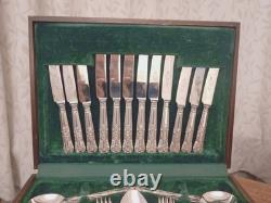 Vintage 44 Pc Silver Plate KINGS PATTERN Cutlery Canteen Set Made in Sheffield