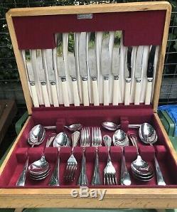 Vintage 44 Piece Canteen Silver Plated Cutlery'Duchess' Original Wooden Canteen