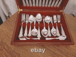 Vintage 44 Piece Silver Plate KINGS PATTERN Cutlery Canteen Made in Sheffield