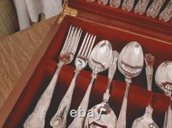 Vintage 44 Piece Silver Plate KINGS PATTERN Cutlery Canteen Made in Sheffield