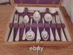 Vintage 46 Pc Silver Plate Faux Bone Cutlery Canteen Latham & Owen Sheffield