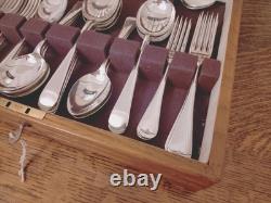 Vintage 46 Pc Silver Plate Faux Bone Cutlery Canteen Latham & Owen Sheffield