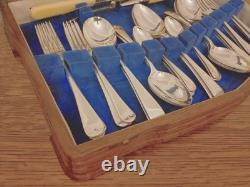 Vintage 47 Pc Silver Plate Faux Bone CUTLERY CANTEEN Made in Sheffield 1950s