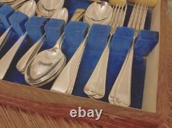 Vintage 47 Pc Silver Plate Faux Bone CUTLERY CANTEEN Made in Sheffield 1950s